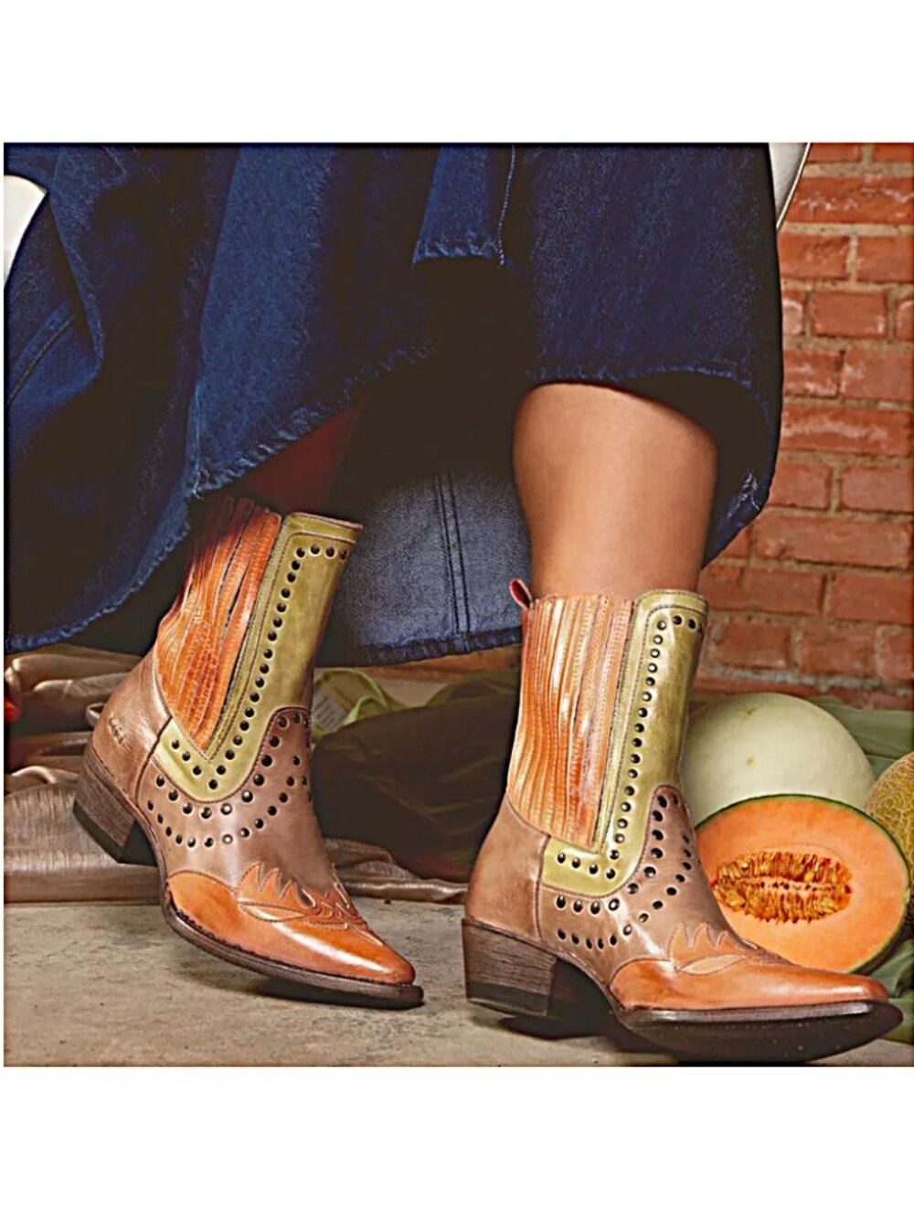 BED/STU Raise Western Booties  Soufflé Rustic